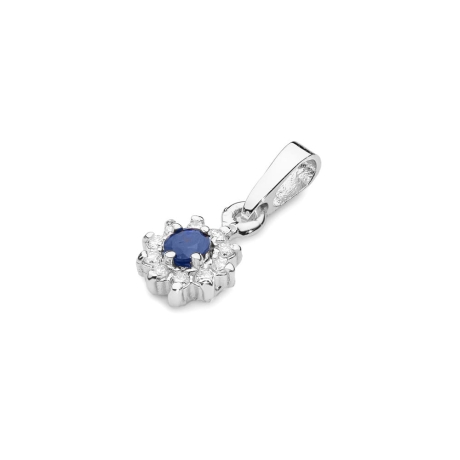 Przejdź do produktu Zawieszka z białego złota 585 z szafirem i diamentami 0,09ct The Diamonds