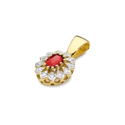 Zawieszka z żółtego złota 585 z rubinem i diamentami 0,10ct The Diamonds