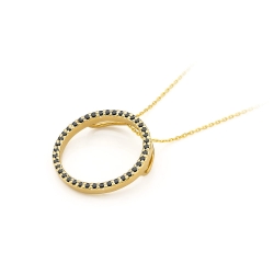 Zawieszka z żółtego złota 585 z czarnymi diamentami 0,20ct The Diamonds