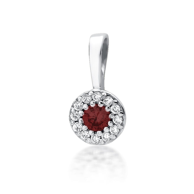 Zawieszka z białego złota 585 z rubinem i diamentami 0,10ct The Diamonds
