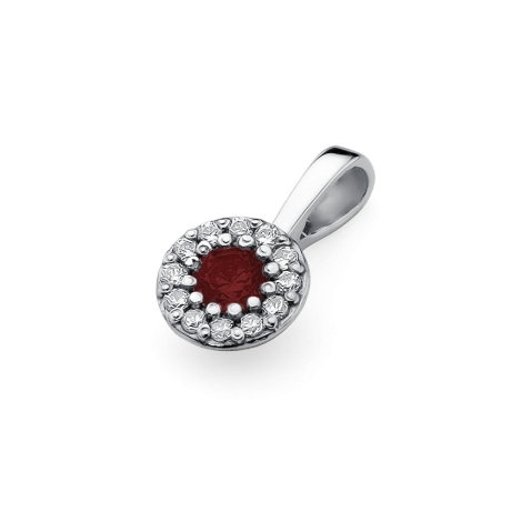 Przejdź do produktu Zawieszka z białego złota 585 z rubinem i diamentami 0,10ct The Diamonds 