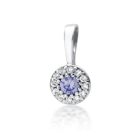 Przejdź do produktu Zawieszka z białego złota 585 z tanzanitem i diamentami 0,10ct The Diamonds 