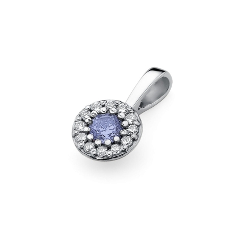 Przejdź do produktu Zawieszka z białego złota 585 z tanzanitem i diamentami 0,10ct The Diamonds 