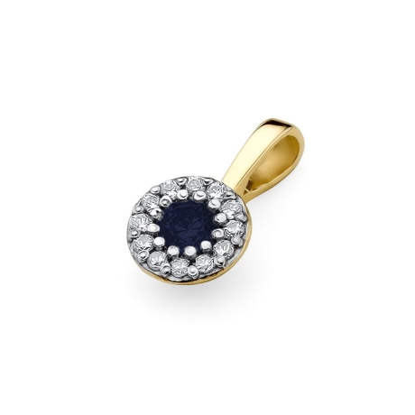 Przejdź do produktu Zawieszka z żółtego złota 585 z szafirem i diamentami 0,10ct The Diamonds