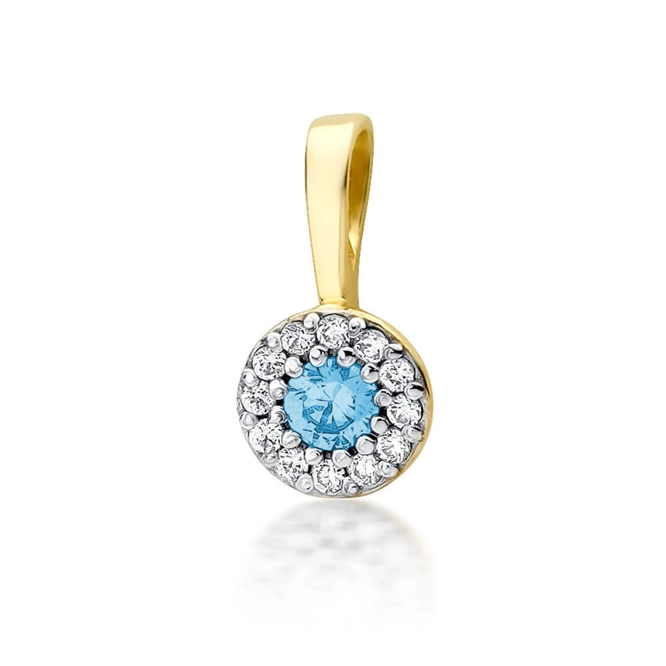 Zawieszka z żółtego złota 585 z topazem i diamentami 0,10ct The Diamonds