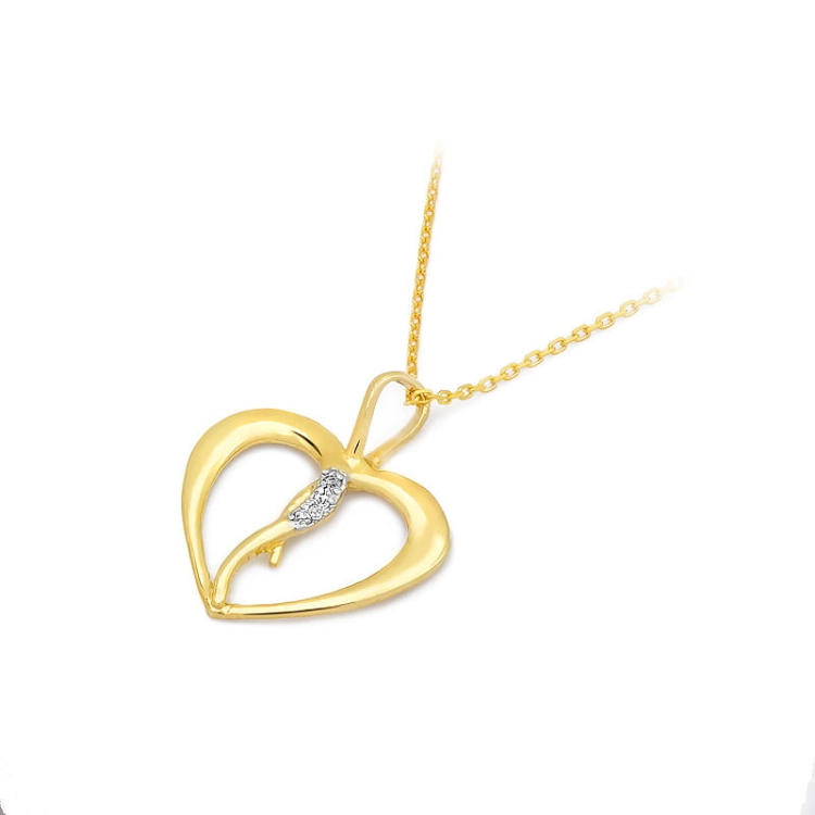 Zawieszka z żółtego złota serce z diamentami 0,025ct The Diamonds