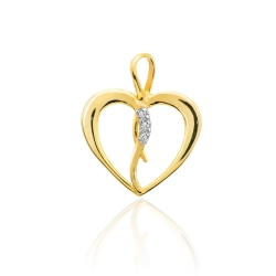 Zawieszka z żółtego złota serce z diamentami 0,025ct The Diamonds