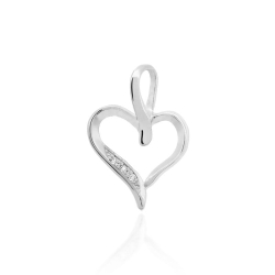 Zawieszka z białego złota serce z diamentami 0,015ct The Diamonds