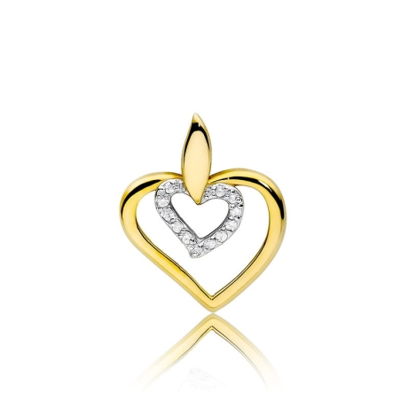 Przejdź do produktu Zawieszka z żółtego złota serce z diamentami 0,06ct The Diamonds
