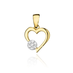 Zawieszka z żółtego złota serce z diamentami 0,06ct The Diamonds
