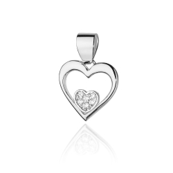 Zawieszka z białego złota serce z diamentami 0,05ct The Diamonds