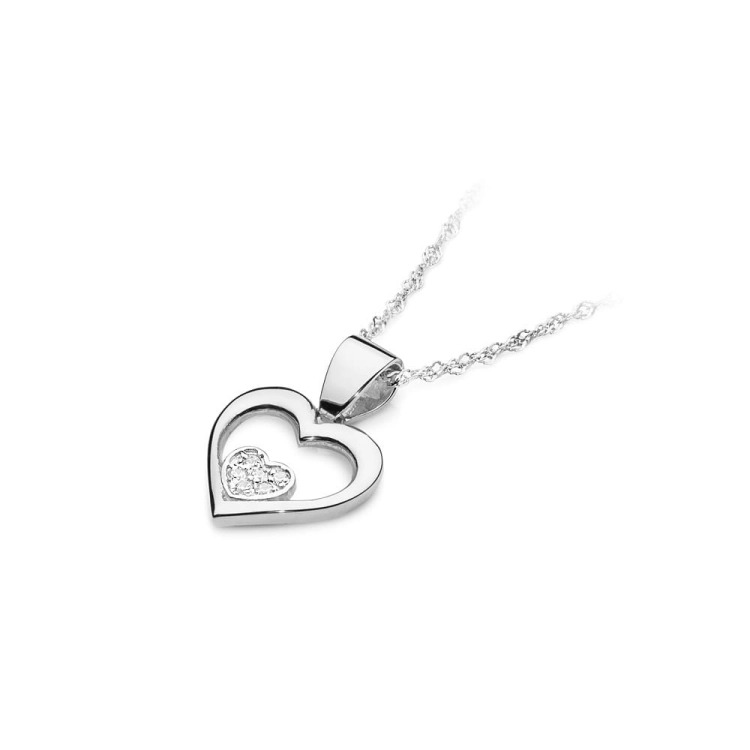 Zawieszka z białego złota serce z diamentami 0,05ct The Diamonds