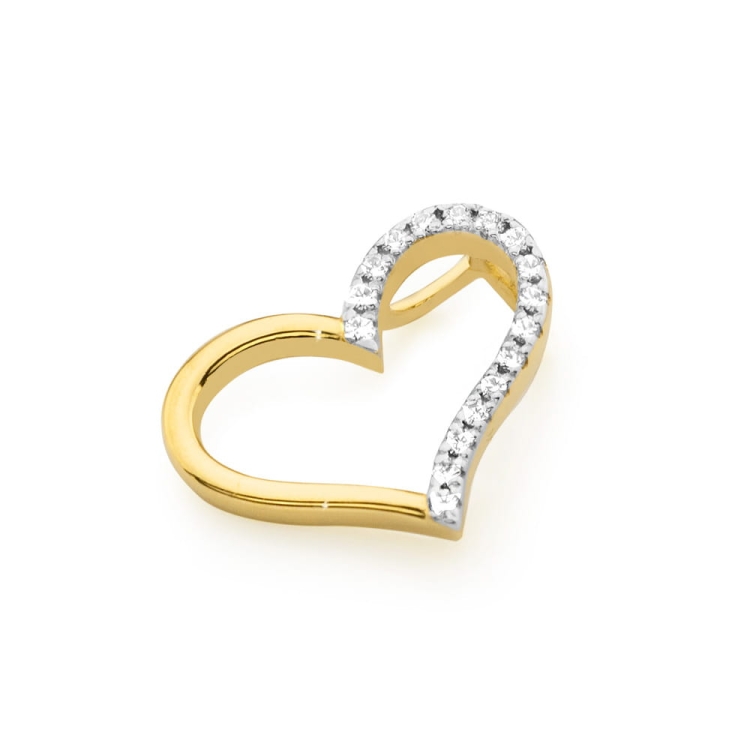 Zawieszka z żółtego złota serce z diamentami 0,08ct The Diamonds