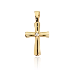 Zawieszka z żółtego złota krzyż z diamentem 0,0145ct The Diamonds