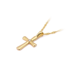 Zawieszka z żółtego złota krzyż z diamentem 0,0145ct The Diamonds