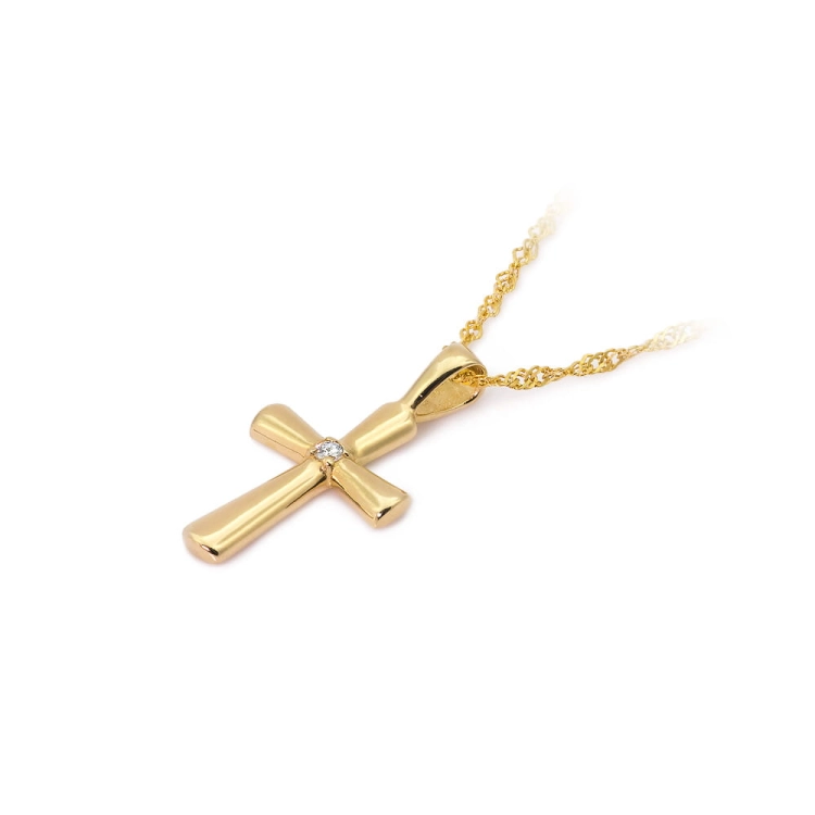 Zawieszka z żółtego złota krzyż z diamentem 0,0145ct The Diamonds