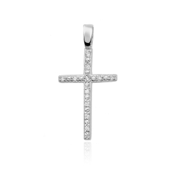 Zawieszka z białego złota krzyż z diamentami 0,05ct The Diamonds