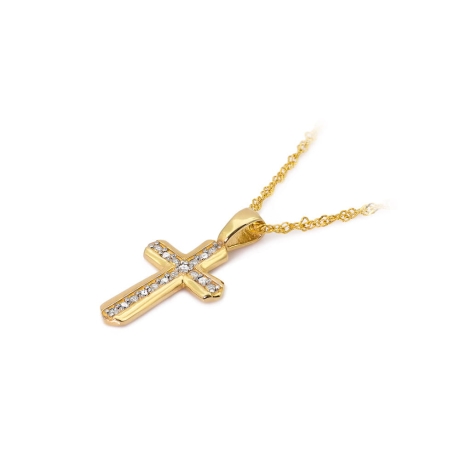 Przejdź do produktu Zawieszka z żółtego złota krzyż z diamentami 0,03ct The Diamonds