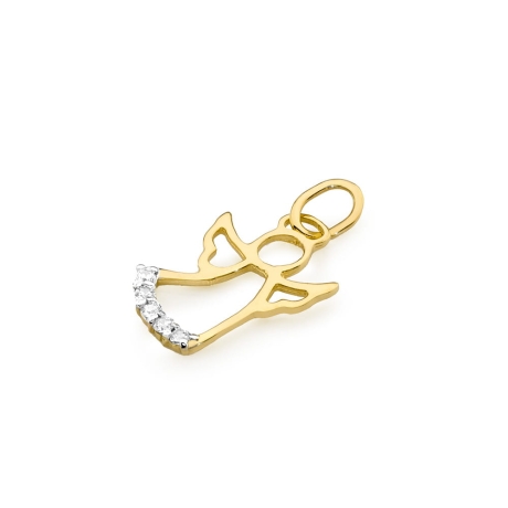 Przejdź do produktu Zawieszka aniołek z żółtego złota 585 z diamentami 0,070ct The Diamonds 