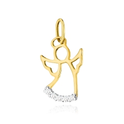 Zawieszka aniołek z żółtego złota 585 z diamentami 0,070ct The Diamonds