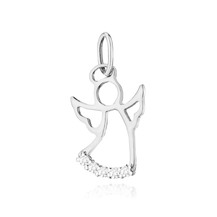 Zawieszka aniołek z białego złota 585 z diamentami 0,070ct The Diamonds
