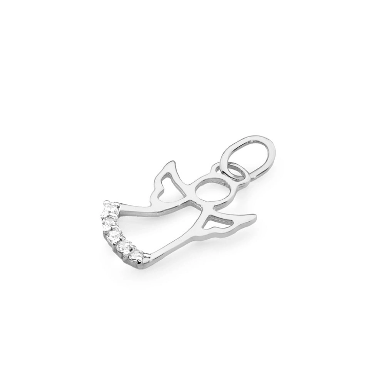 Zawieszka aniołek z białego złota 585 z diamentami 0,070ct The Diamonds