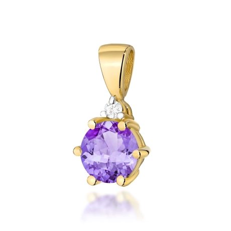 Przejdź do produktu Zawieszka z żółtego złota 585 z ametystem i diamentem 0,015ct The Diamonds