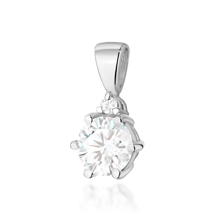 Zawieszka z białego złota 585 z białym szafirem i diamentem 0,015ct The Diamonds