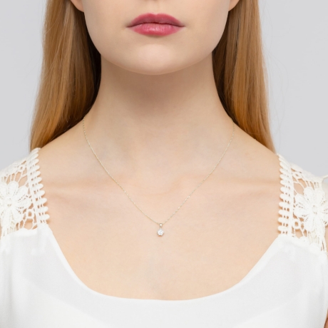 Przejdź do produktu Zawieszka z białego złota 585 z białym szafirem i diamentem 0,015ct The Diamonds