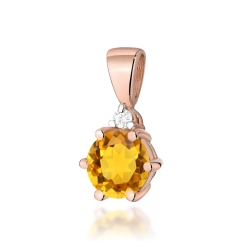 Zawieszka z różowego złota 585 z cytrynem i diamentem 0,015ct The Diamonds