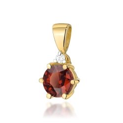 Zawieszka z żółtego złota 585 z granatem i diamentem 0,015ct The Diamonds