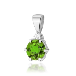 Zawieszka z białego złota 585 z oliwinem i diamentem 0,015ct The Diamonds
