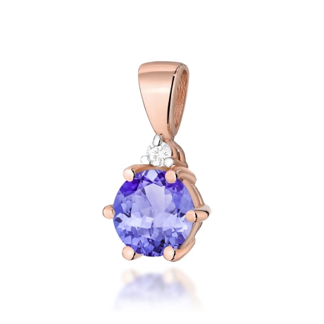 Przejdź do produktu Zawieszka z różowego złota 585 z tanzanitem i diamentem 0,015ct The Diamonds