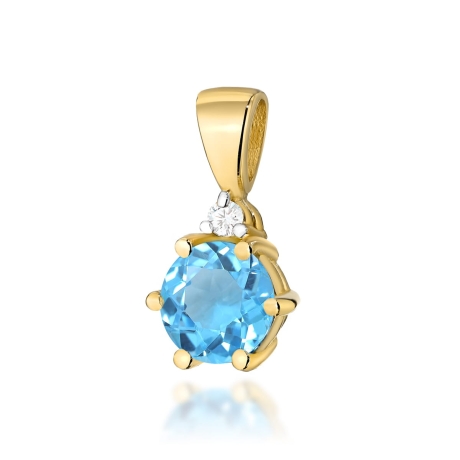 Przejdź do produktu Zawieszka z żółtego złota 585 z topazem i diamentem 0,015ct The Diamonds 