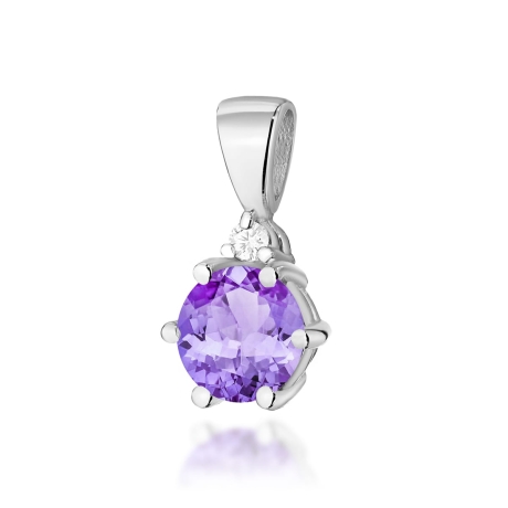 Przejdź do produktu Zawieszka z białego złota 585 z ametystem i diamentem 0,015ct The Diamonds