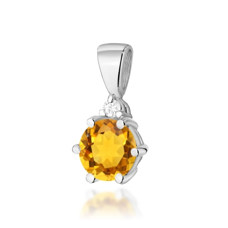 Przejdź do produktu Zawieszka z białego złota 585 z cytrynem i diamentem 0,015ct The Diamonds