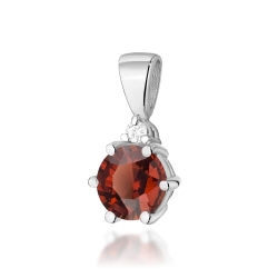 Zawieszka z białego złota 585 z granatem i diamentem 0,015ct The Diamonds