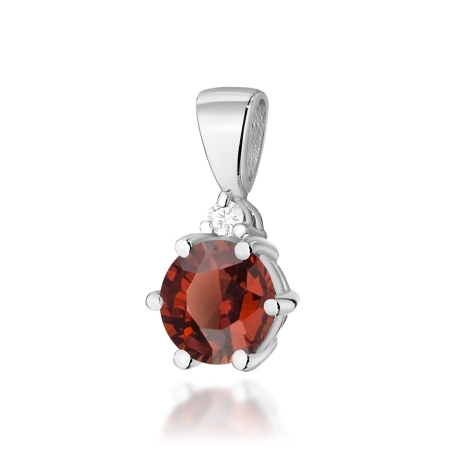 Przejdź do produktu Zawieszka z białego złota 585 z granatem i diamentem 0,015ct The Diamonds