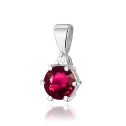 Zawieszka z białego złota 585 z rubinem i diamentem 0,015ct The Diamonds