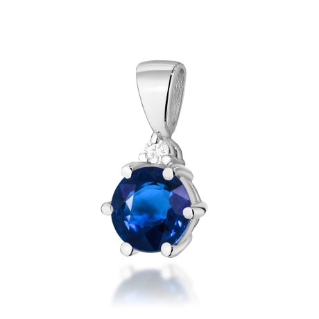 Przejdź do produktu Zawieszka z białego złota 585 z szafirem i diamentem 0,015ct The Diamonds