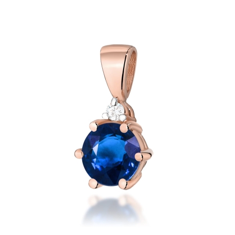 Przejdź do produktu Zawieszka z różowego złota 585 z szafirem i diamentem 0,015ct The Diamonds