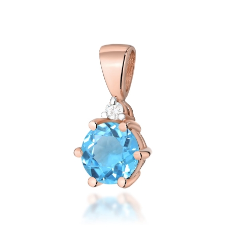 Przejdź do produktu Zawieszka z różowego złota 585 z topazem i diamentem 0,015ct The Diamonds 