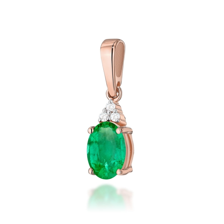 Zawieszka z różowego złota 585 z szmaragdem i diamentami 0,025ct The Diamonds