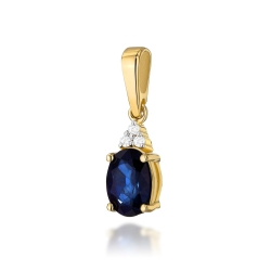 Zawieszka z żółtego złota 585 z szafirem i diamentami 0,025ct The Diamonds