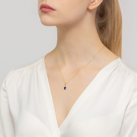 Przejdź do produktu Zawieszka z żółtego złota 585 z szafirem i diamentami 0,025ct The Diamonds