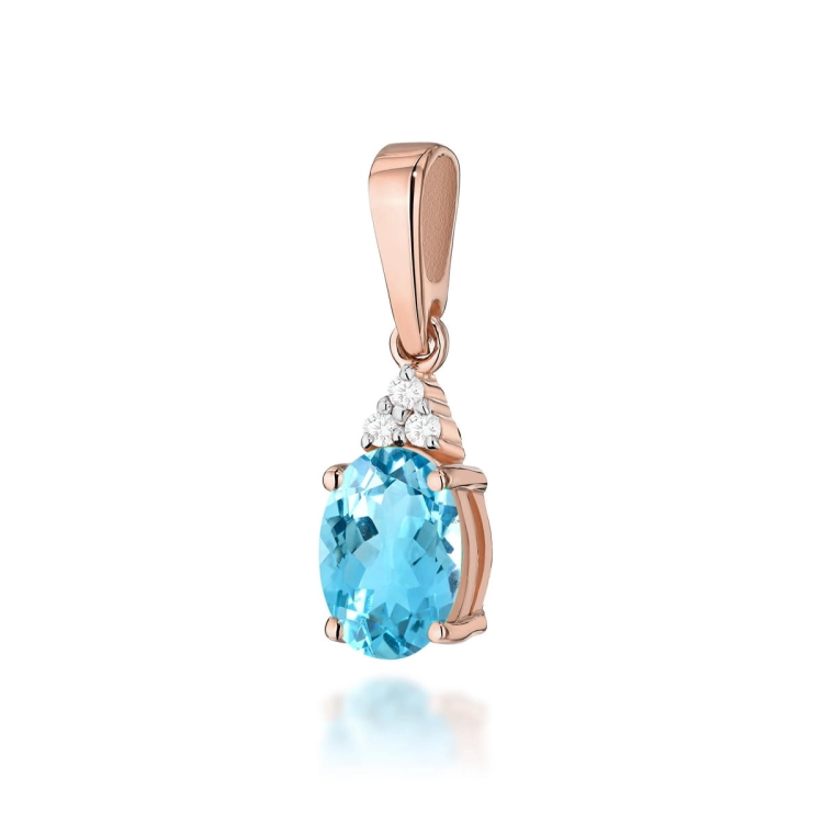 Zawieszka z różowego złota 585 z topazem i diamentami 0,025ct The Diamonds