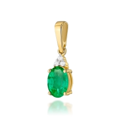 Zawieszka z żółtego złota 585 z szmaragdem i diamentami 0,025ct The Diamonds
