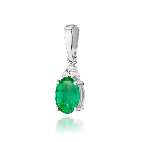 Przejdź do produktu Zawieszka z białego złota 585 z szmaragdem i diamentami 0,025ct The Diamonds