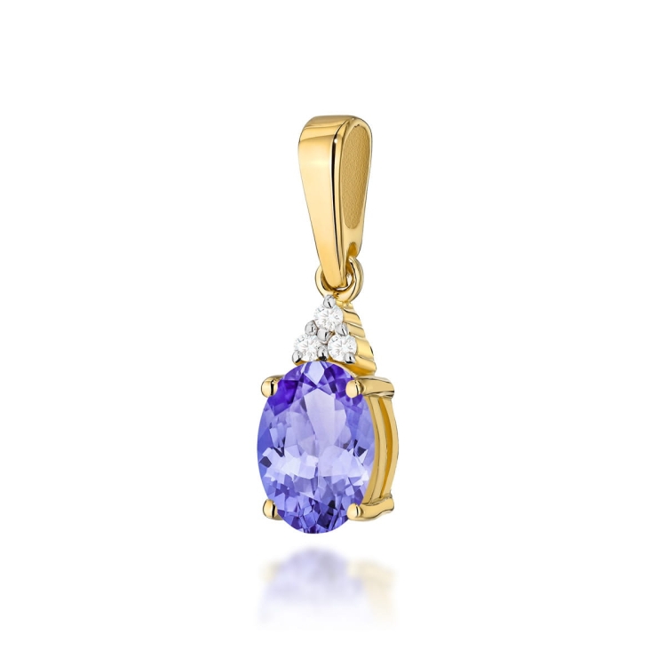 Zawieszka z żółtego złota 585 z tanzanitem i diamentami 0,025ct The Diamonds