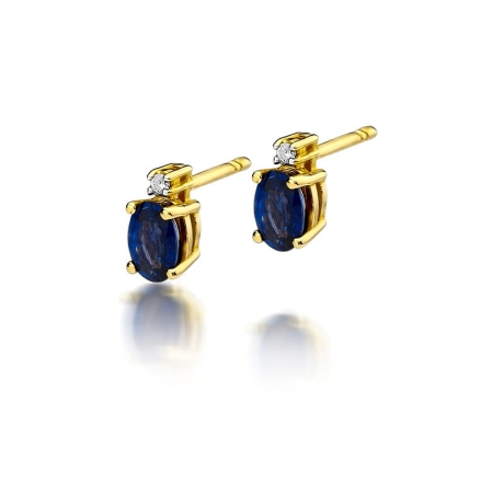 Przejdź do produktu Kolczyki z żółtego złota 585 z szafirem i diamentami 0,03ct The Diamonds